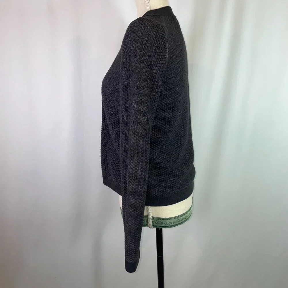 Banana Republic Size S Waffle Knit Cotton Cardigan Gray Open Front Long Sleeves - Picture 2 of 10